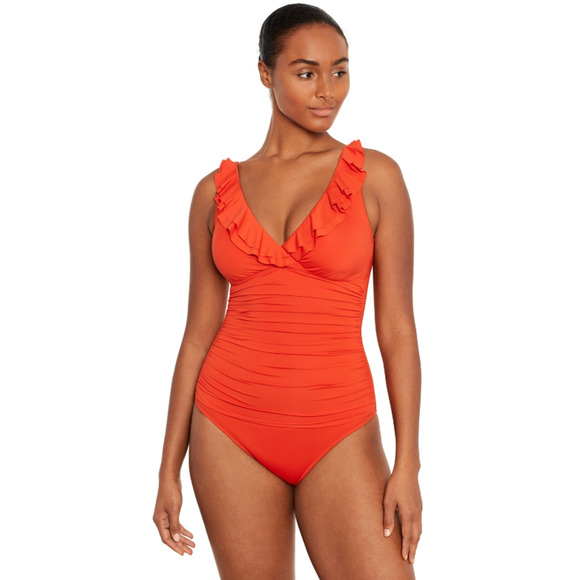 Lauren Ralph Lauren Ruffled One-Piece Swimsuit Papaya Size 6